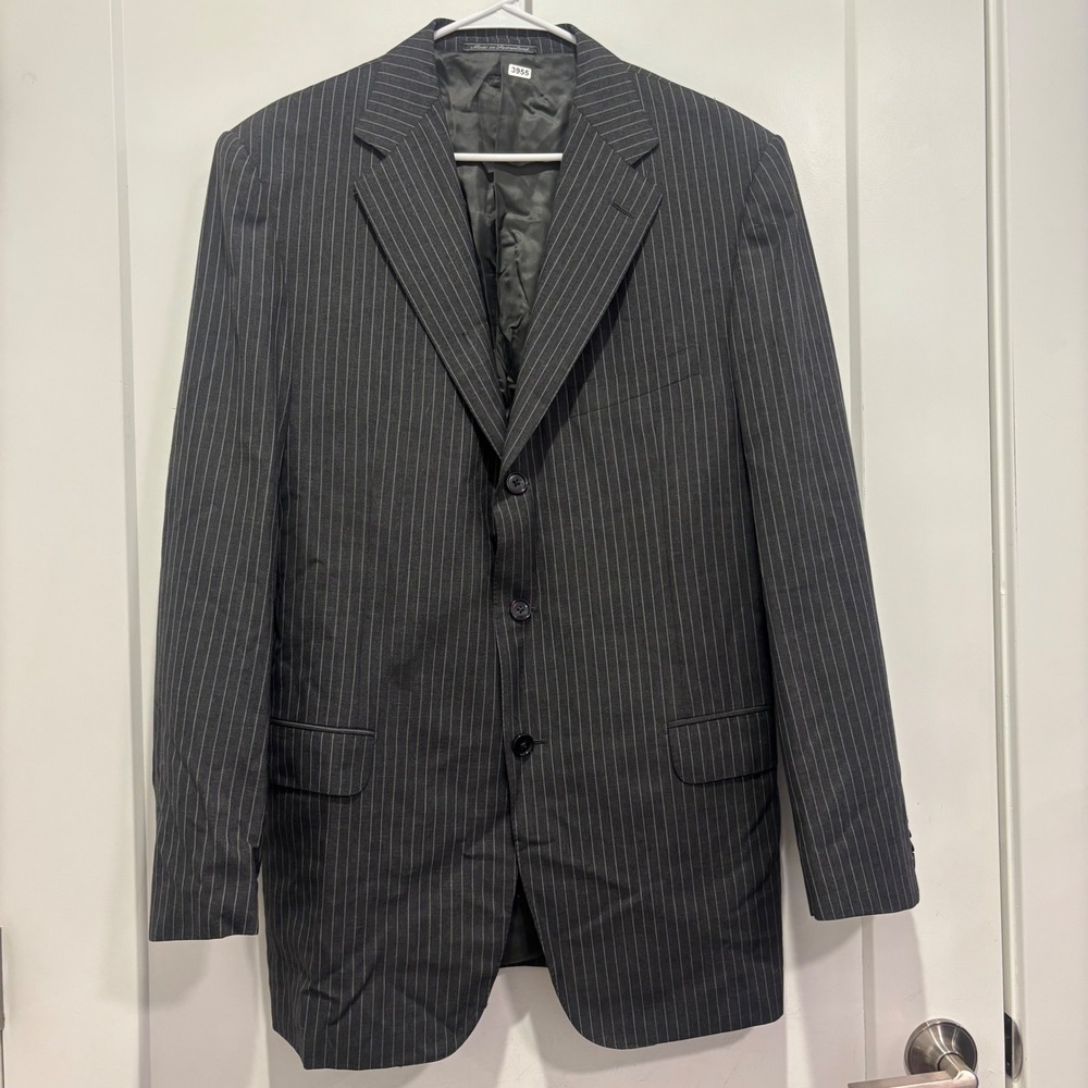 Ermenegildo Zegna Neiman Marcus 54R/44R Wool Pinstripe Blazer Sport Coat Grey
